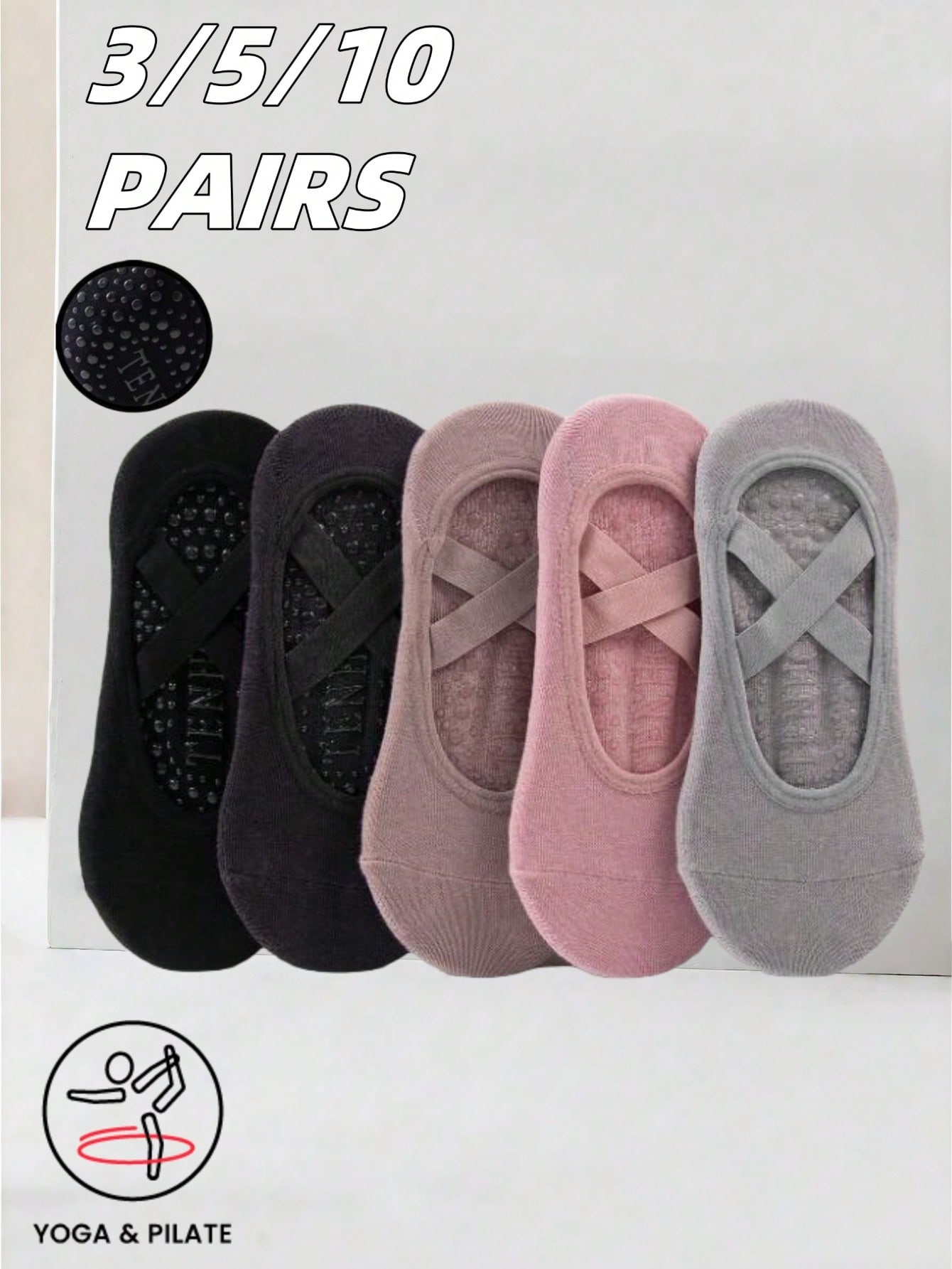 Pilates With Yoga - Anti-slip silicone sole yoga socks with