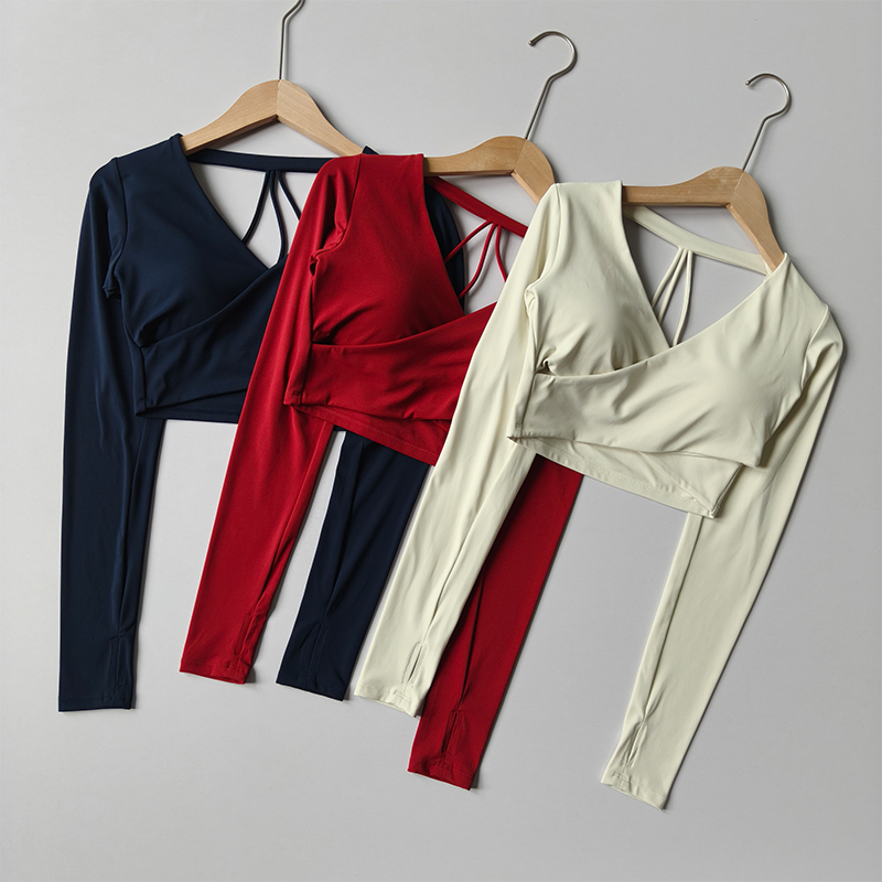 Gym Designed V-neck Long-sleev - Pilates V Yoga ulasan dan harga