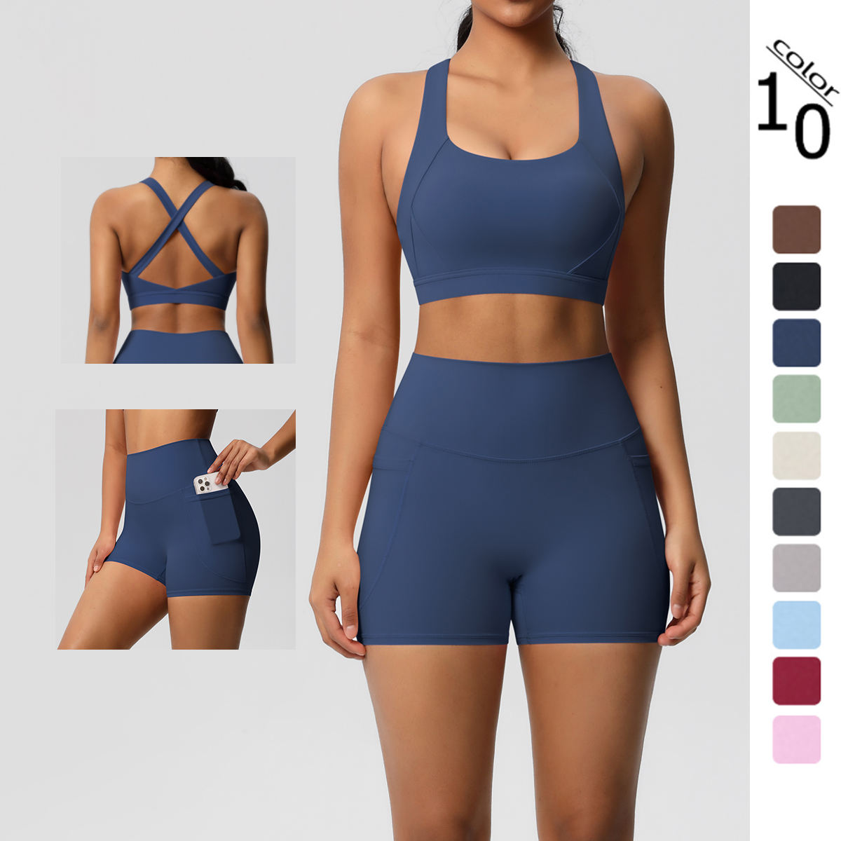 2PCS Sportswear With Pocketed  - Pilates Yoga Leggings ulasan dan harga