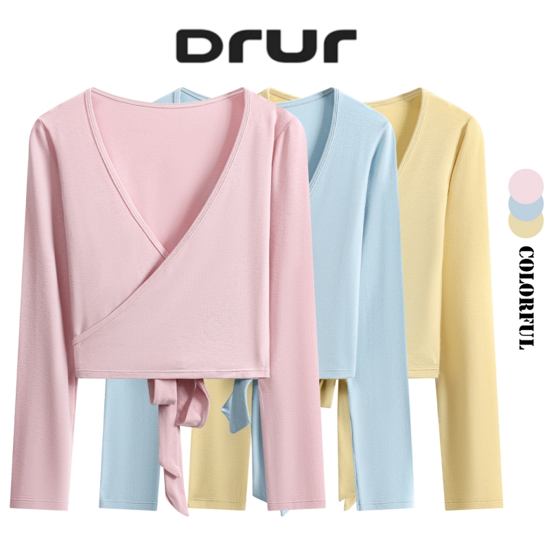DRUR Long Sleeve Wrap Yoga Top - Pilates V Yoga ulasan dan harga