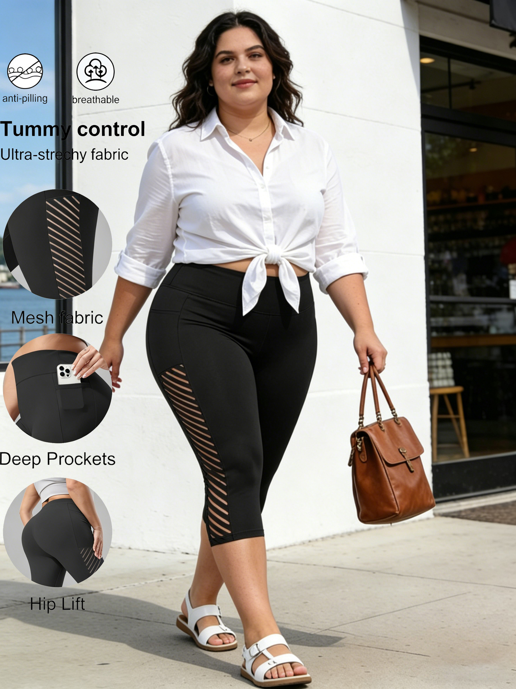 Plus Capri Leggings Thick High - Pilates Yoga Leggings ulasan dan harga