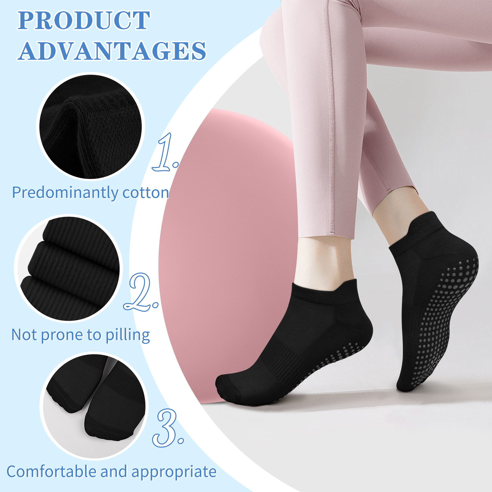 3 Pairs Yoga Socks Women Cotto - Pilates Yoga And Gym ulasan dan harga